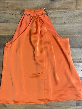 Ramy Brook Chain-Neck Orange Halter Top